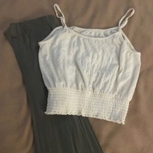 Crop top and bell bottom leggings